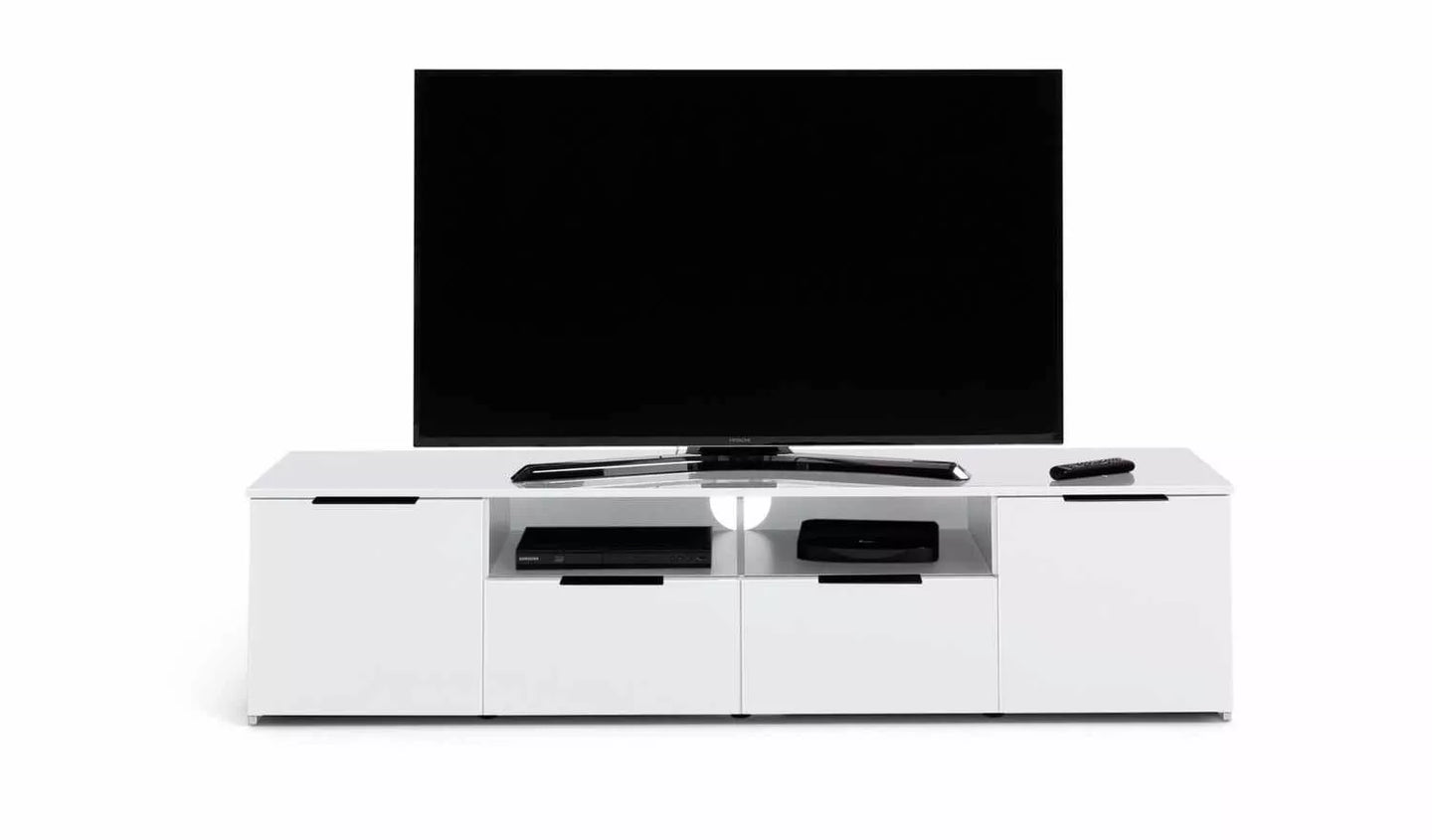 Habitat Hayward 2 Door 2 Drawer TV Unit White Gloss/Black Handles